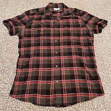 Diesel Men’s Checked Short Sleeve Shirt XL Red Black Plaid Western Style