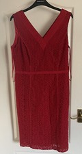 Berkertex Size 14 Dress. Red, short sleeve with lace detail 