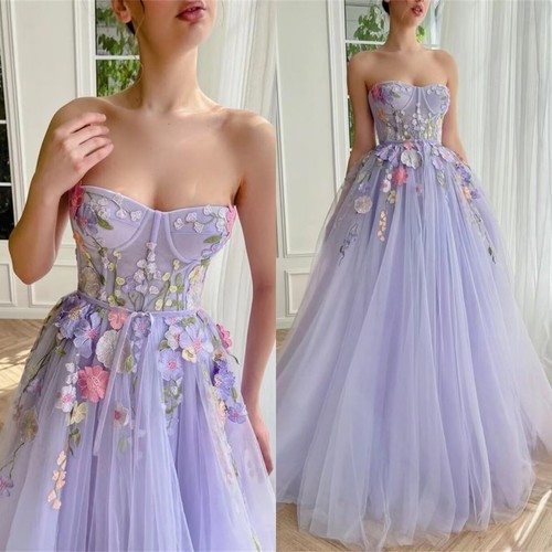 Floral embroidery tulle prom - embroidery,