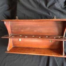 VINTAGE MAHOGANY PIPE STAND HOLDER  PIPES ANTIQUE, WALL MOUNTED OR FREESTANDING