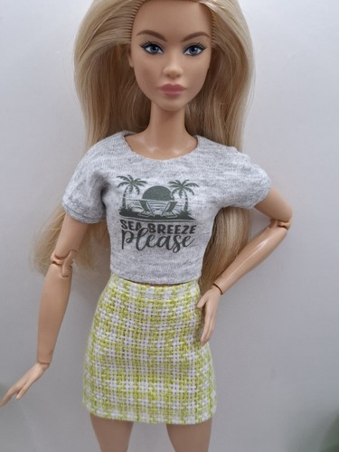 Green skirt and grey - green,