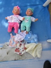 DOLLS, 30 CM ,SOFT BODY, TWINS ,MAKES BABY SOUNDS, ACCESSORIES FEEDING UTENSILS 