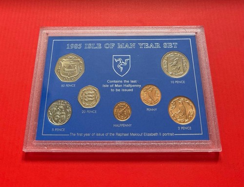 1985 isle man coin set - 1985, of