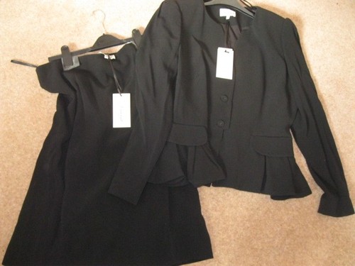 Black peplum skirt suit - peplum,