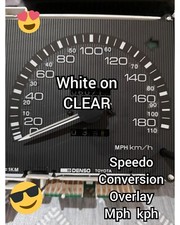 SPEEDO OVERLAY CONVERSION KIT STICKERS MPH KPH WHITE CLEAR Scooter Motorbike bus