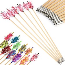 6pcs Wooden Arrows Flu-Flu Natural Feather Spiral Wrap 8.5mm Archery Bow Hunting