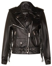 Women's Black FRINGE Leather