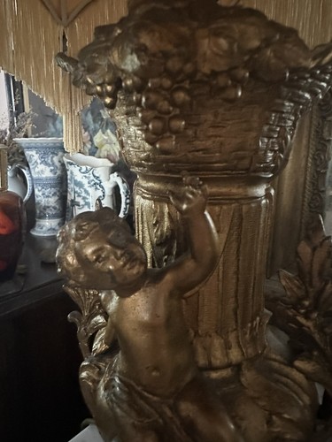 Antique spelter cherub - , on