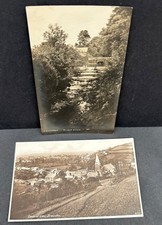 2 RP North Devon postcards - BRAUNTON - Elevated town view & River Caen