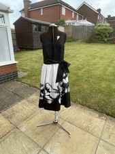 ROMAN LADIES FIT & FLARE BLACK & WHITE DRESS WEDDING RACES OUTFIT UK SIZE 14 