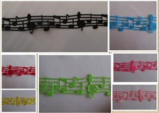 Music Note Engraved Grosgrain Ribbon Musical Note 22 mm 7/8" DIFFERENT COLOURS