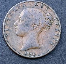 1845 Victoria Farthing Coin