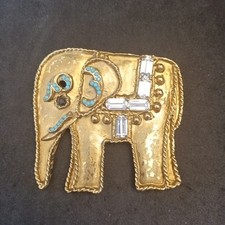 Gold Tone Elephant Brooch