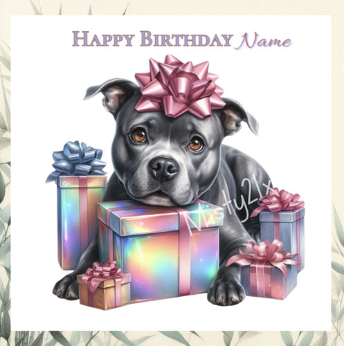 Personalised staffy greeting - personalised,