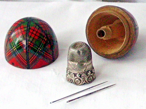 Tartanware egg shaped etui - egg,
