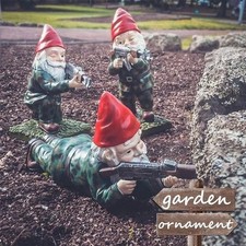 3pcs garden gnomes military - garden,