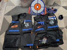 2 NERF Tactical Vest Adjustable Black Jacket Accessories & Target And Goggles