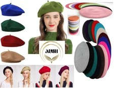 Plain Beret Hat Wool Autumn