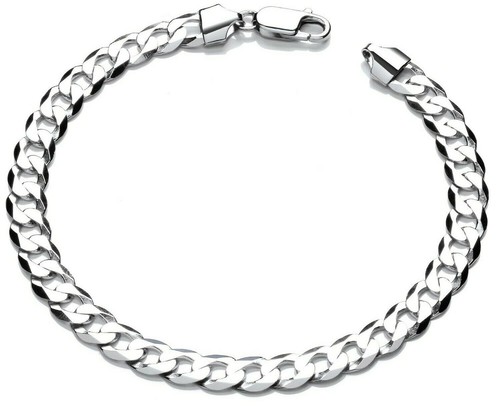 Sterling silver men curb - silver, men's