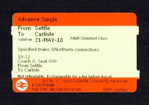 Settle carlisle rail ticket - to,