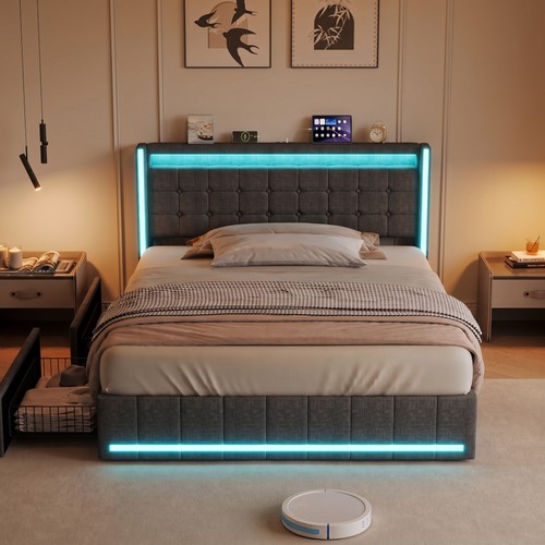 Double upholstered bed frame - double,