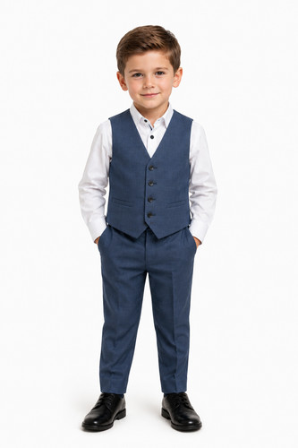 Boys blue check waistcoat - boys, page