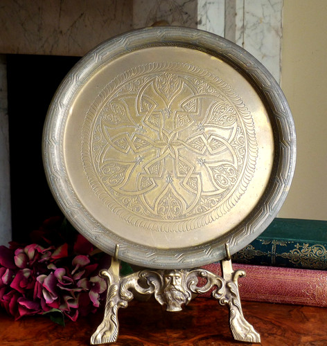 Vintage brass tray 29cm - vintage,