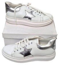 SOLEA Comfort White Quilted Low Top Lace Up Trainer Shoe EU 41 UK 8 MRRP £69