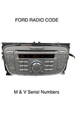 Ford Radio Code Serial M V Stereo Unlock Fiesta Focus Mondeo Galaxy CMax Transit