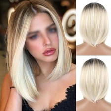 Wigs Blonde Bob Wavy Hair Wig
