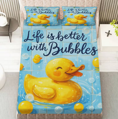 Cartoon rubber duck fitted - duck,