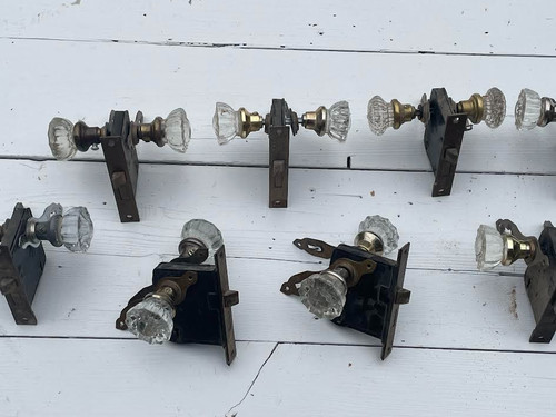 Set antique glass door - of,