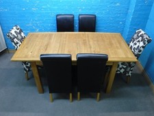 SOLID / CHUNKY LARGE OAK EXTENDABLE DINING TABLE & 6 CHAIRS -VISIT OUR WAREHOUSE