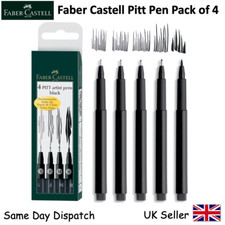 FABER CASTELL - 4 PITT Artist Pens Black Fineliner Drawing Wallet Set -  S F M B