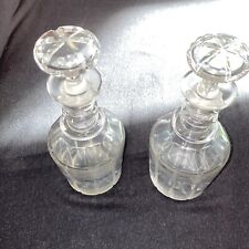 Pair of cut Glass antique three ring neck Decanters. 