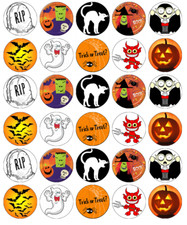 30x Halloween Kids Cupcake Toppers Edible Wafer Paper Fairy Cake Toppers
