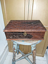 HAND CARVED RECYCLED MANGO WOOD LARGE INDIAN JEWELLERY / STORAGE BOX