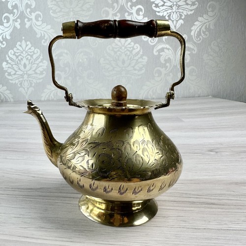Vintage brass tea pot - vintage,