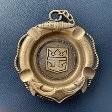 Vintage Royal Caribbean Cruise Ship Brass Ashtray Barware Made in USA