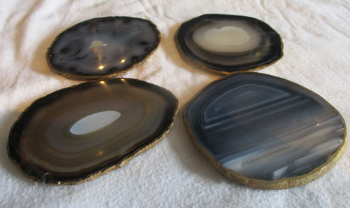 Agate slice coasters - agate, gold