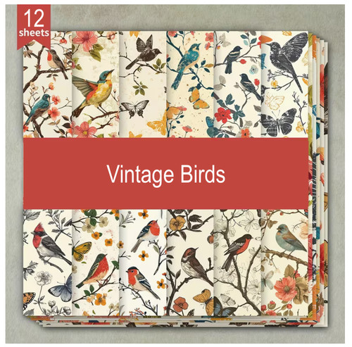 Vintage birds craft paper - craft,