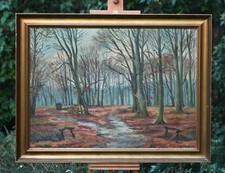 Niels Henningsen – Forest Road IN Autumn – Oil on Canvas – Signed with Frame
