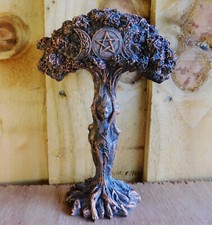 Maiden Mother Crone Triple Moon Pagan Goddess Witch Figurine Statue Tree of Life