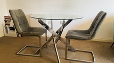 Round Glass Dining Table and 2