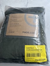 Made.Com Castele Long Dark Green Fully Lined Eyelet Faux Velvet Curtains