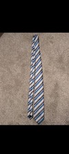 Brand New Blue, Grey And Silver Striped Thomas Nash Tie