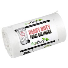 50 Pedal Bin Liners Heavy Duty Thick Eco Bags White 22 Litre Strong 510 x 600mm