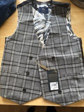 Boys Next Waistcoat Age 10 Formal Wedding Grey/black Lined