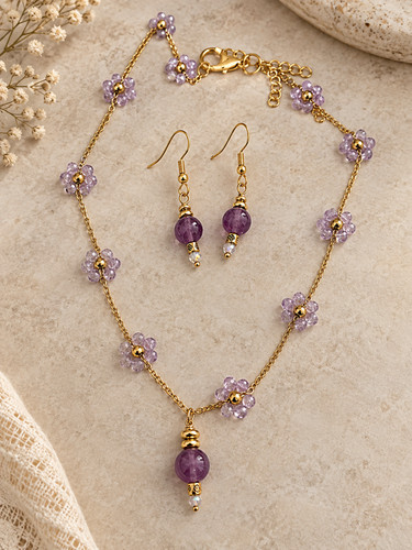 Amethyst purple necklace and