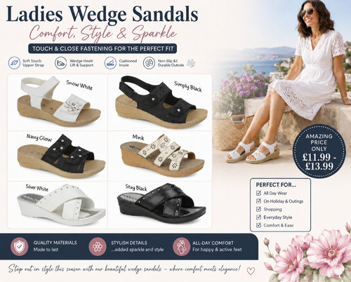 Ladies wedge sandals slip - ladies, on
